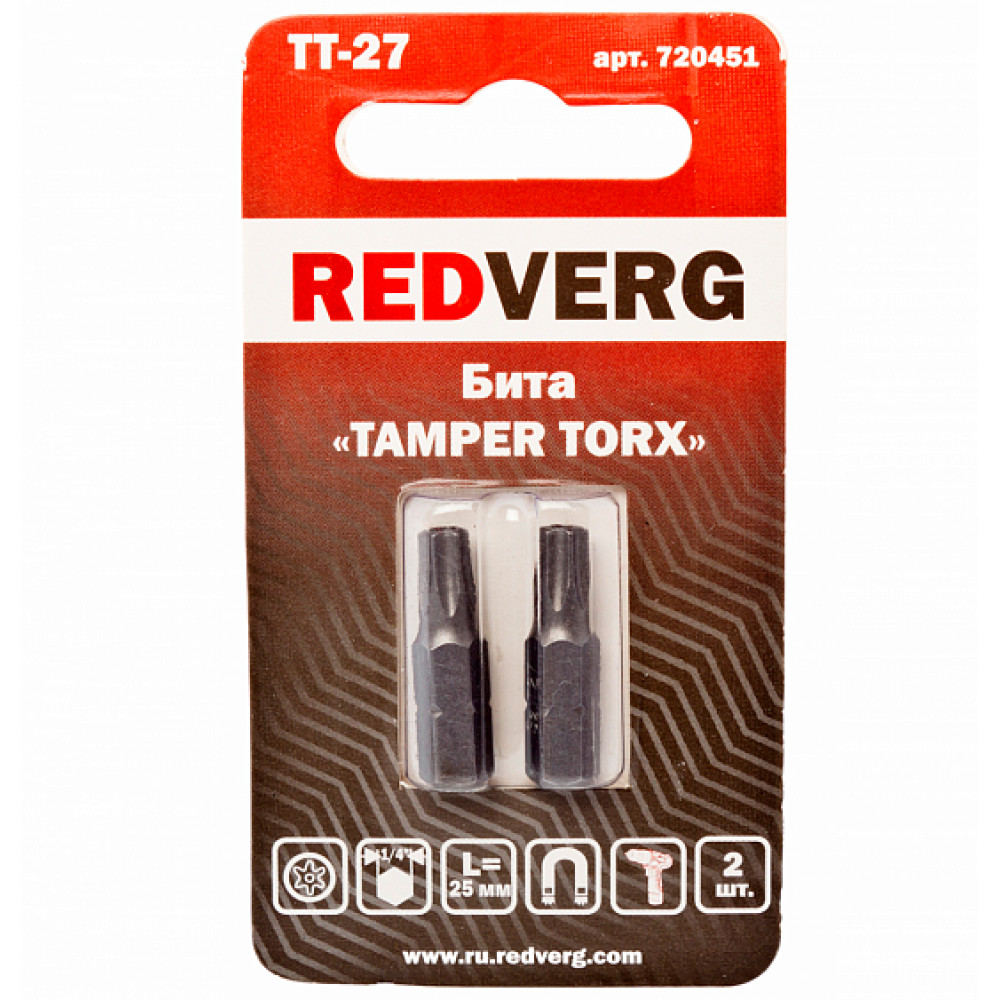 Бита Redverg Torx Tamper 27х25 (2шт.)(720451)
