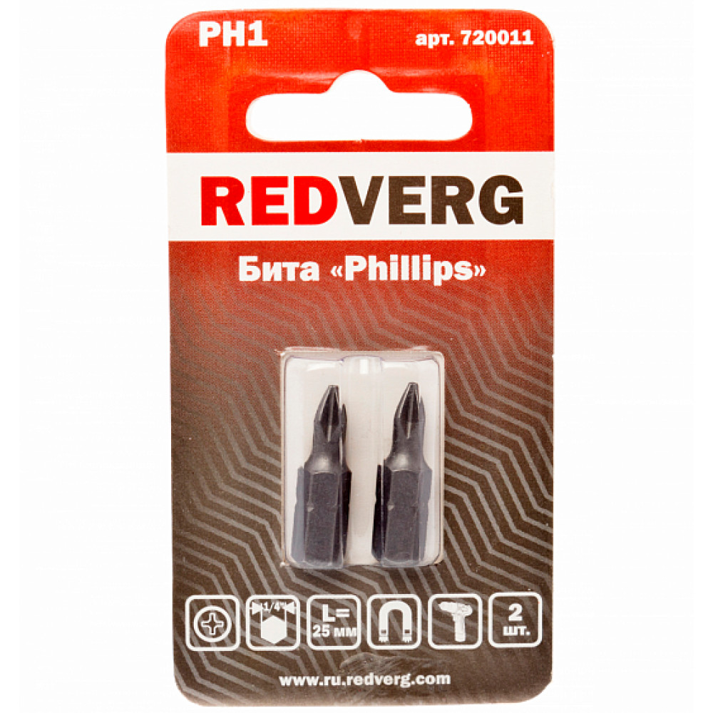 Бита Redverg PH1х25 (2шт.)(720011)