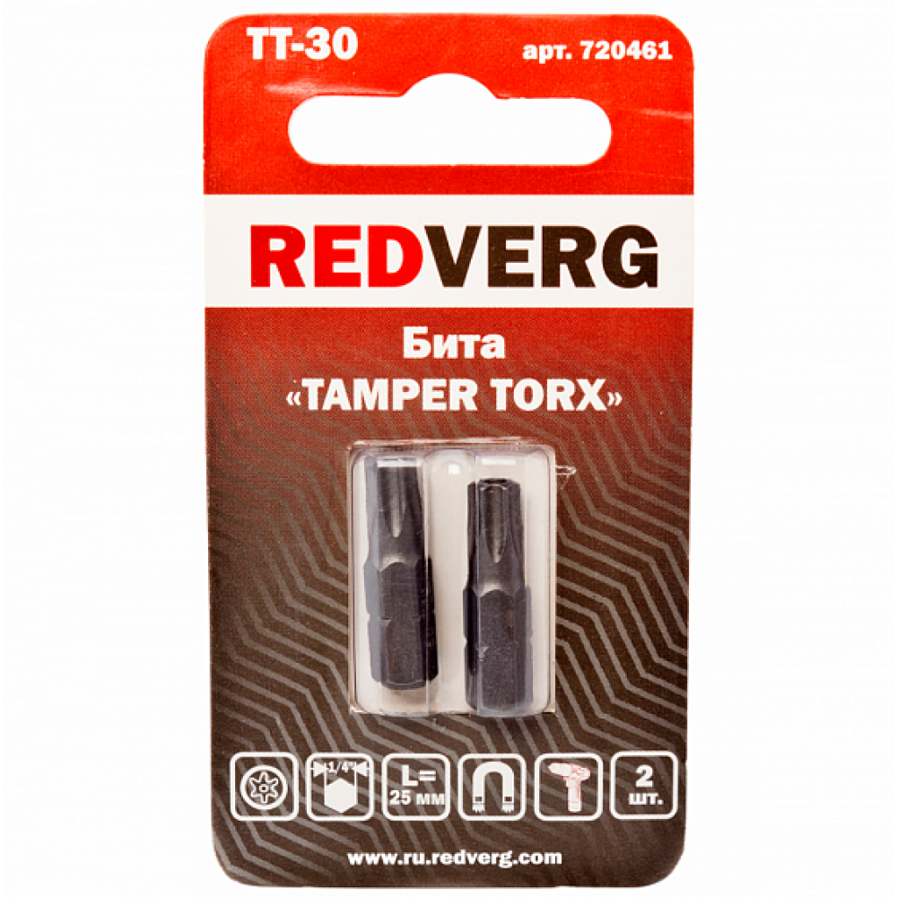 Бита Redverg Torx Tamper 30х25 (2шт.)(720461)