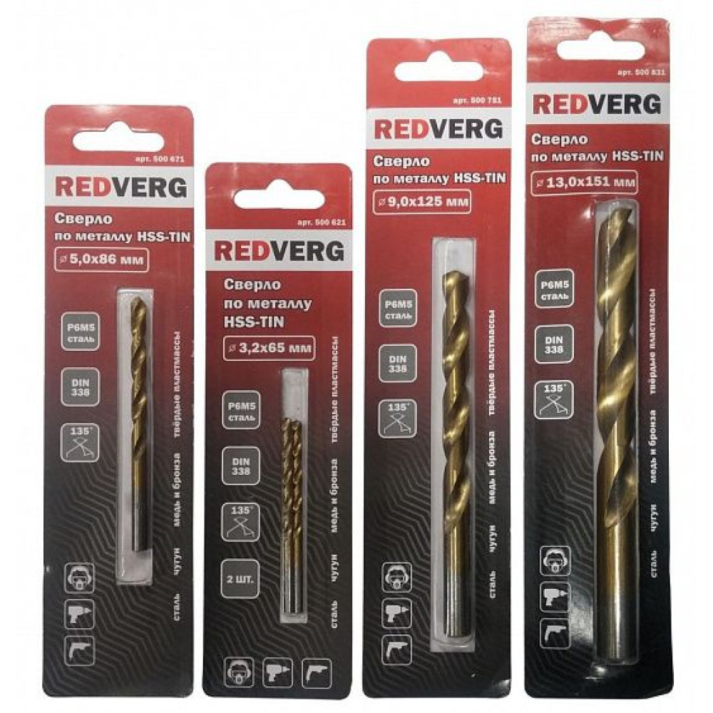 Сверло по металлу RedVerg HSS-TiN 6,5 мм(500701)