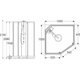 Душевая кабина IDO Showerama 10-5 Comfort 100х100 пятиугольная алюминий/прозрачное стекло (131.404.208.314)