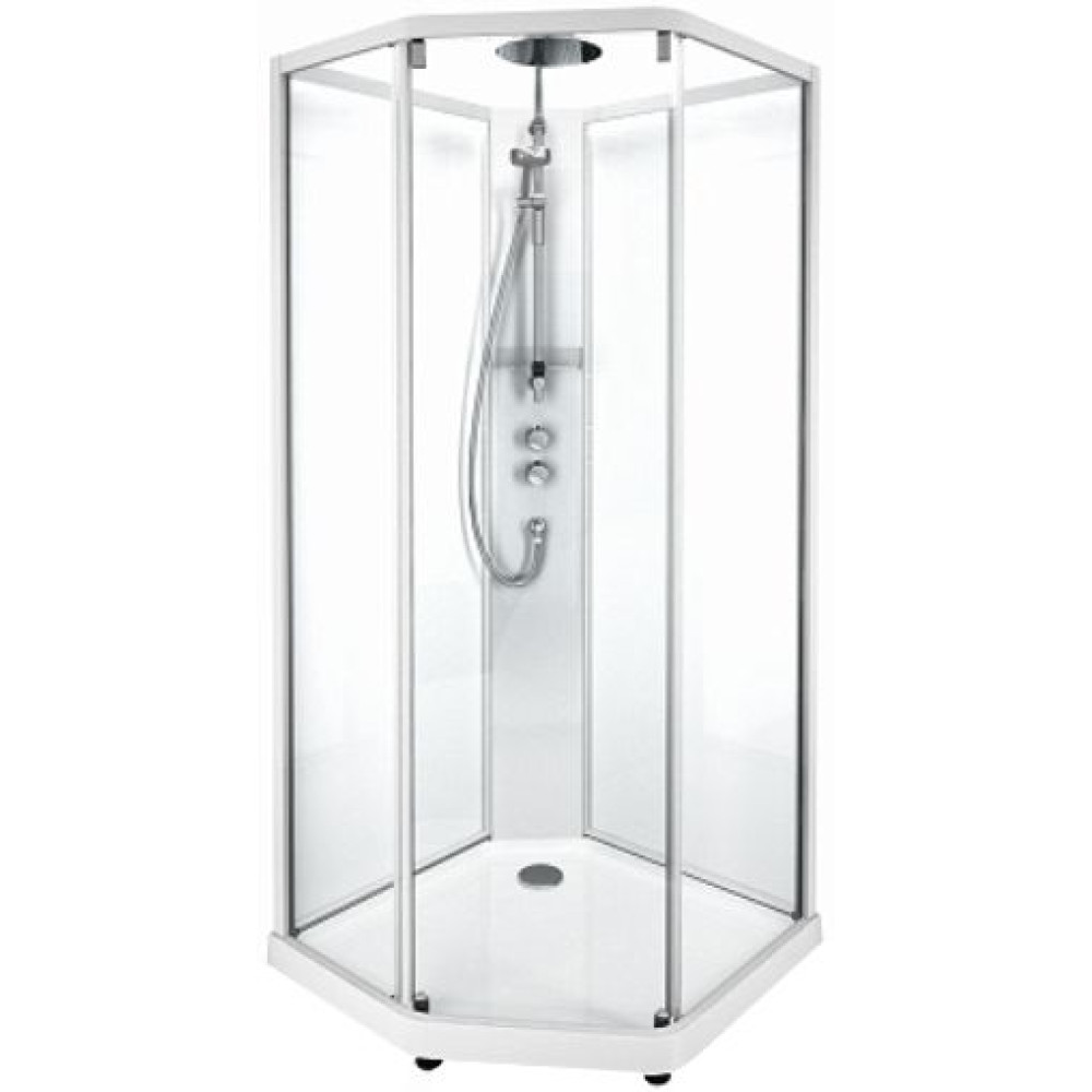 Душевая кабина IDO Showerama 10-5 Comfort 90х90 пятиугольная алюминий/прозрачное стекло (131.401.202.302)