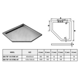 Душевой поддон WELTWASSER TRP 90 STONE-WT