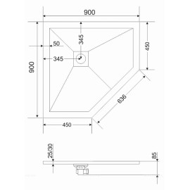 Поддон GROSSMAN GR-S29090D 90х90х2,5 см графит