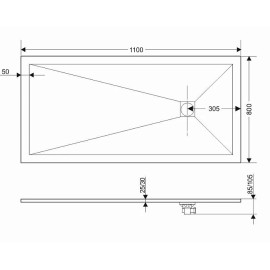 Поддон GROSSMAN GR-S180110Q 80х110х2,5 см белый