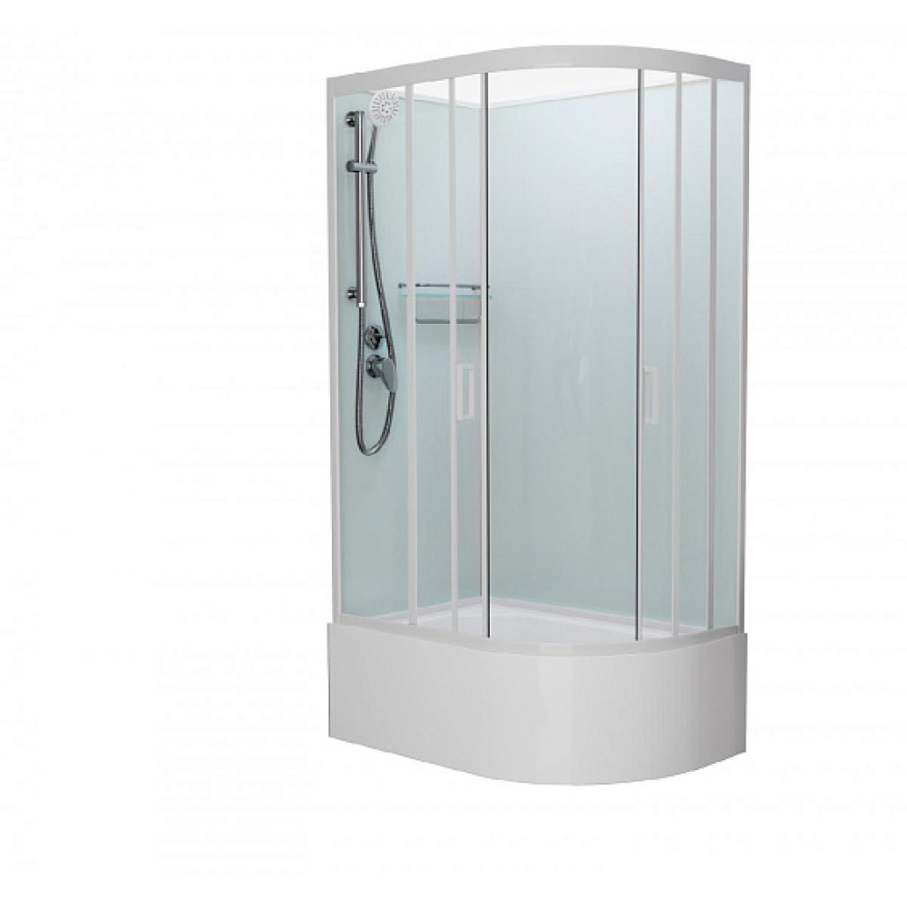 Душевая кабина FRANK F412/2L М White высокий поддон без крыши матовое стекло