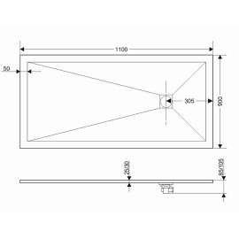 Поддон GROSSMAN GR-S290110Q 90х110х2,5 см графит