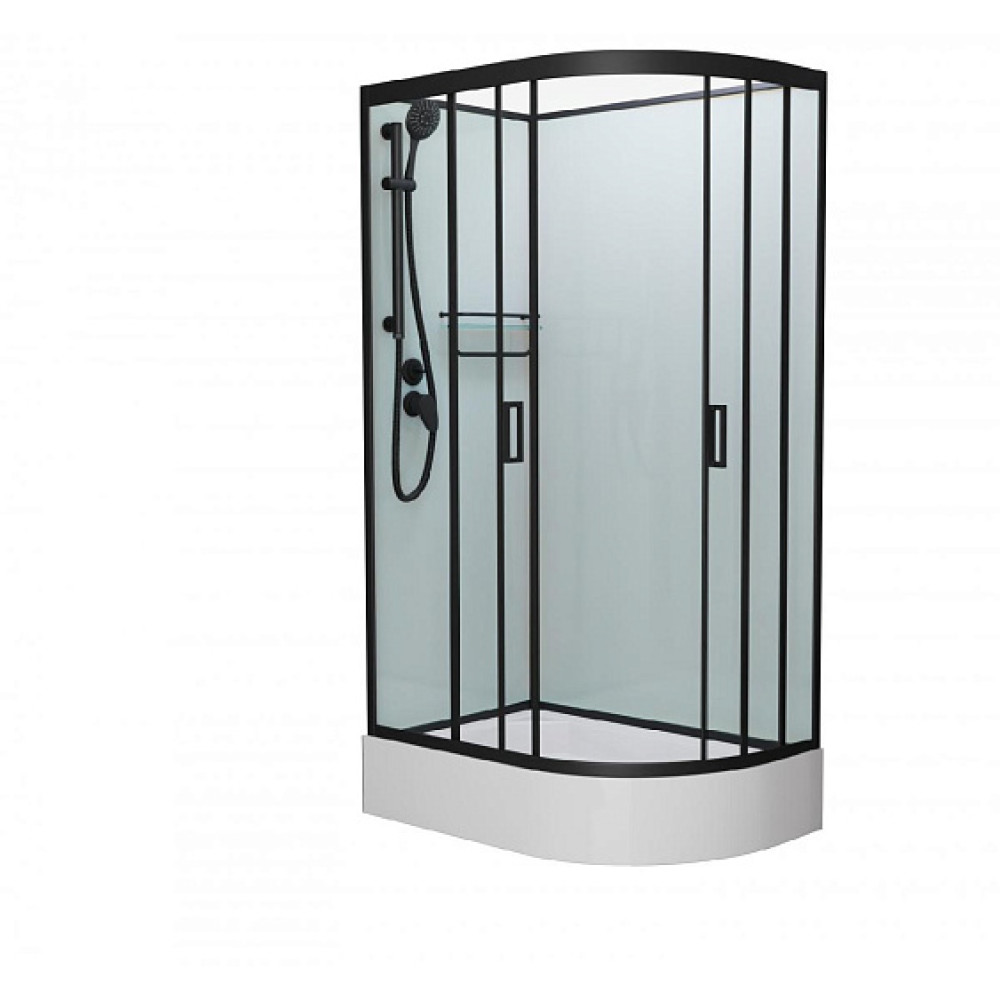 Душевая кабина FRANK F412/1L Black средний поддон без крыши