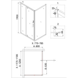 Душевое ограждение NIAGARA NG-43-12AG-A80G