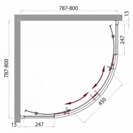 Душевая кабина BELBAGNO UNO-CAB-R-2-80-P-CR