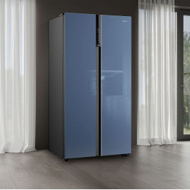 Холодильник WEISSGAUFF WSBS 600 NoFrost Inverter Blue Glass