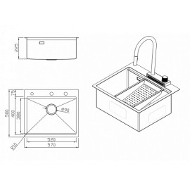 Кухонная мойка MILACIO Denia 57 Steel MC.77400 нержавеющая сталь