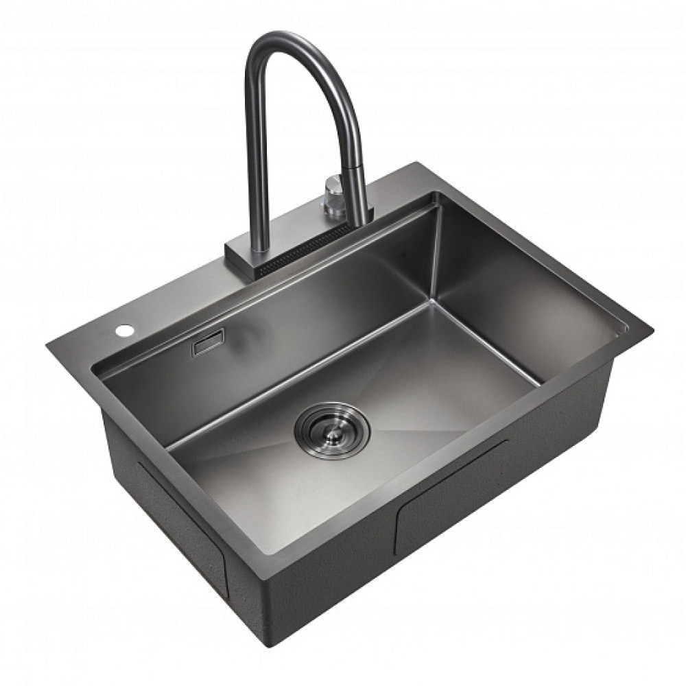 Кухонная мойка MILACIO Denia 68 Steel MC.77419 вороненая сталь