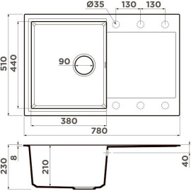 Кухонная мойка OMOIKIRI Daisen 78T-ES (4997215)