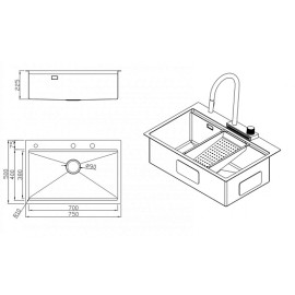 Кухонная мойка MILACIO Denia 75 Steel MC.77420 нержавеющая сталь