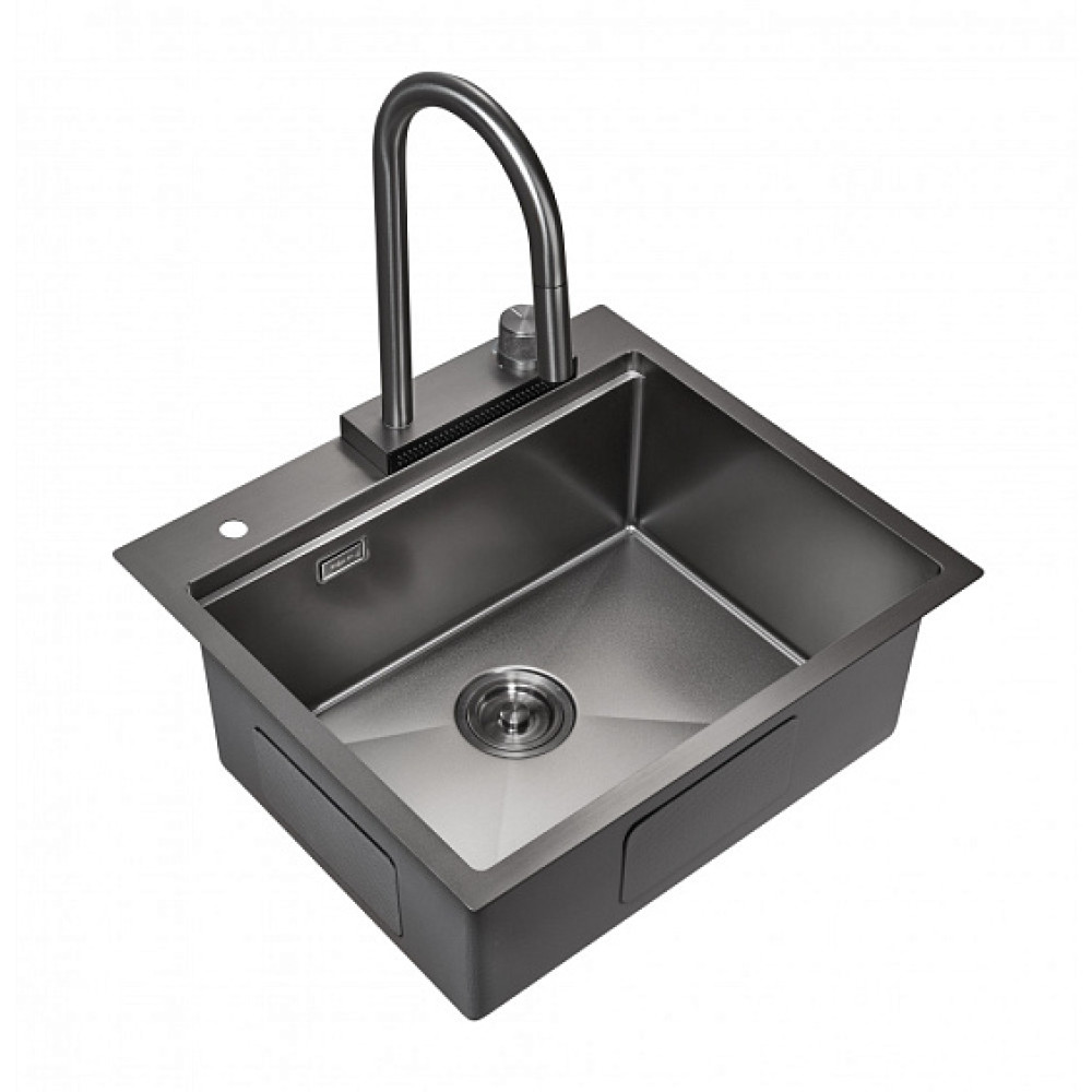 Кухонная мойка MILACIO Denia 57 Steel MC.77409 вороненая сталь
