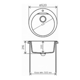 Кухонная мойка POLYGRAN Atol-520 №16 черная