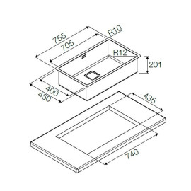 Кухонная мойка FULGOR P1B 7545 Q F-SF