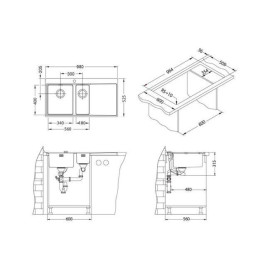 Кухонная мойка ALVEUS Pure 60 L KMB-90 1103654 (в комплекте с сифоном 1127259)