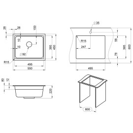 Кухонная мойка GRANULA KS-5501U чёрный