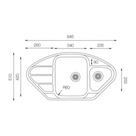 Кухонная мойка TopZero LTP945.510.15.GT8K , нержавеющая сталь