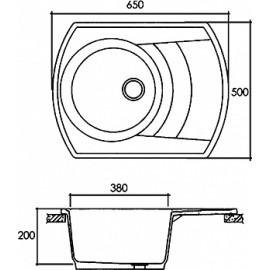 Мойка GRANFEST Rondo GF-R650L (650х500) Черный 308 с крылом 427554