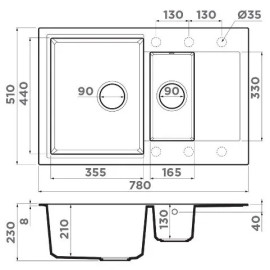 Кухонная мойка OMOIKIRI Daisen 78-2T-WH (4993530)