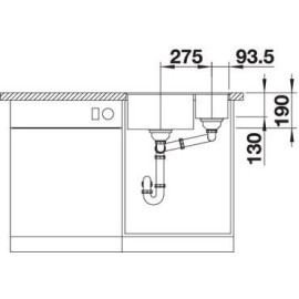 Кухонная мойка Blanco SUBLINE 340/160-F отводная арматура InFino® антрацит гранит 523568
