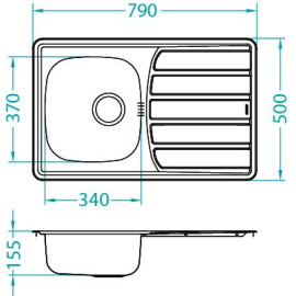 Кухонная мойка ALVEUS Zoom 20 NAT-90 1098938 (в комплекте с сифоном 1102384)