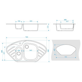 Кухонная мойка ZETT lab 23/Q2 бежевый T023Q002