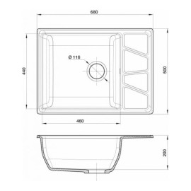 Кухонная мойка GRANFEST GF-V-680L бежевый