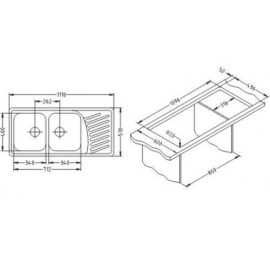 Кухонная мойка ALVEUS Elegant 70 SAT-90 1110X510 (в комплекте с сифоном)