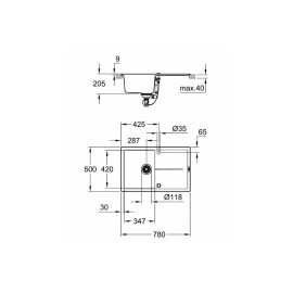 Кухонная мойка GROHE K400 серый гранит 31639AT0