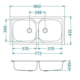 Кухонная мойка ALVEUS Basic 70 NAT-60 860X435 (в комплекте с сифоном)