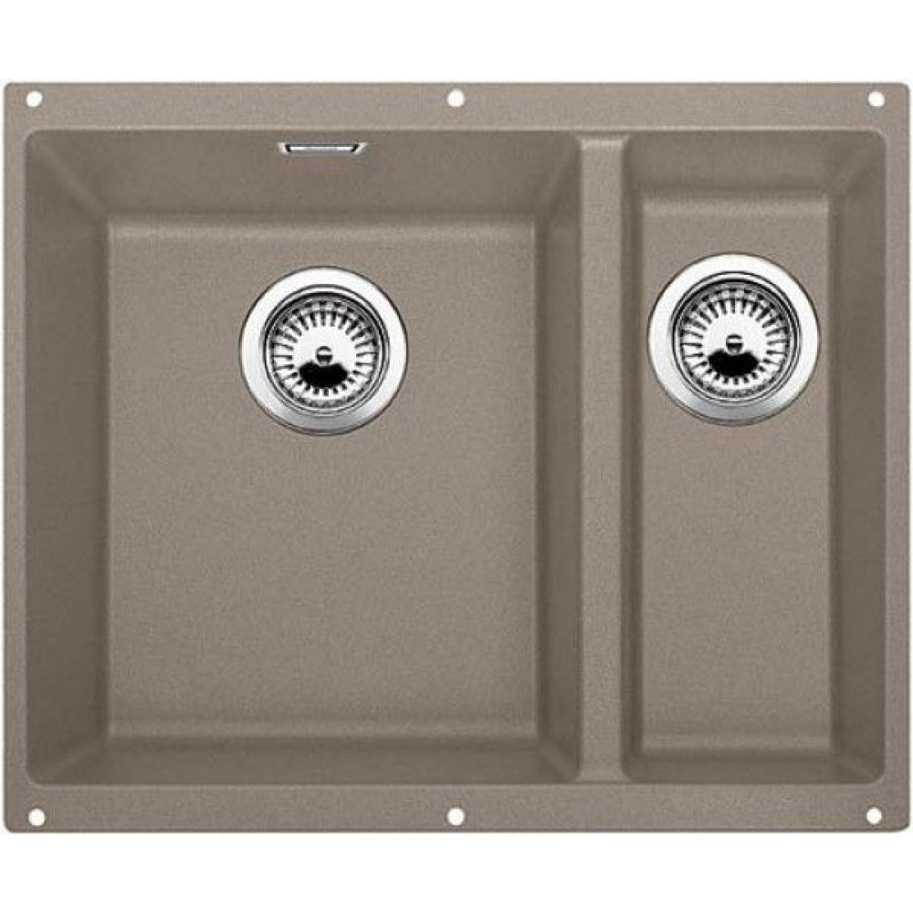 Кухонная мойка BLANCO SUBLINE 340/160-U SILGRANIT чаша слева, отводная арматура InFino® серый беж гранит 523556