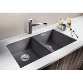 Кухонная мойка Blanco SUBLINE 350/350-U SILGRANIT алюметаллик с отв.арм. InFino (арт.523576)