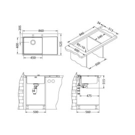 Кухонная мойка ALVEUS Pure 50 L KMB-90 1103652 (в комплекте с сифоном 1127252)