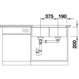 Кухонная мойка Blanco SUBLINE 350/350-U SILGRANIT антрацит с отв.арм. InFino (арт.523574)