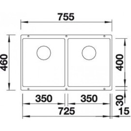 Кухонная мойка Blanco SUBLINE 350/350-U SILGRANIT антрацит с отв.арм. InFino (арт.523574)