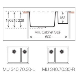 Кухонная мойка TopZero MU340.70.30.GT10K, нержавеющая сталь