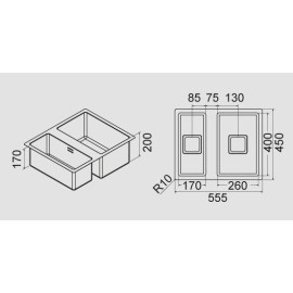 Кухонная мойка FULGOR P2B 5545 Q F-SF R