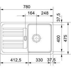 Кухонная мойка FRANKE efg 614-78 (023.300.094) (114.0185.139) белый металлик с экцентриковым вентилем