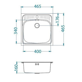 Кухонная мойка ALVEUS Basic 130 NAT-60 465X465 (в комплекте с сифоном)