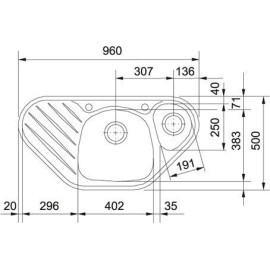 Кухонная мойка FRANKE mon (mox) 651-e (059.107.020) (101.0010.171) пром. вариант неполир. мойка с вент. (902.486.008) (112.0006.302)