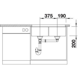 Кухонная мойка Blanco SUBLINE 350/350-U SILGRANIT серый беж с отв.арм. InFino (арт.523581)