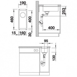 Кухонная мойка Blanco SUBLINE 160-U SILGRANIT белый c отв.арм. InFino (арт.523400)