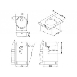 Кухонная мойка ALVEUS Form 10 LEI-90 FI 450 1X 1084838 (в комплекте с сифоном 1102384)
