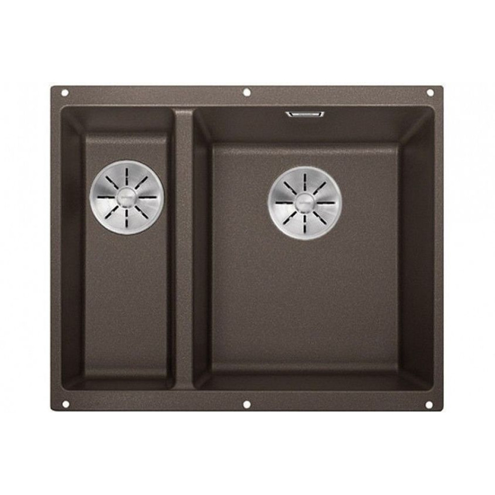 Кухонная мойка BLANCO SUBLINE 340/160-U SILGRANIT чаша справа, отводная арматура InFino® кофе гранит 523567