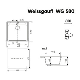 Кухонная мойка WEISSGAUFF WG 58001 White