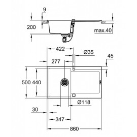 Кухонная мойка GROHE K500 серый гранит (31644AT0)